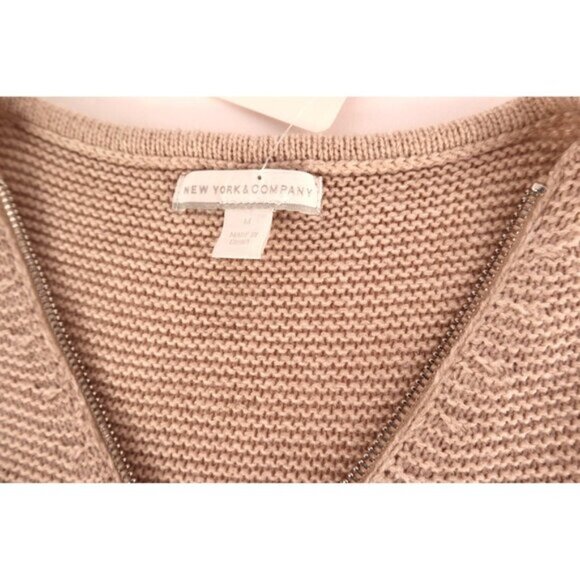 New York & Company Women's Knit‎ Sweater with Zip Front & Cable Detail Size M - Picture 4 of 11